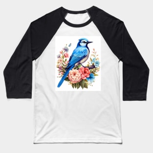 Cute Cottagecore Floral Blue jay Aesthetic Baseball T-Shirt